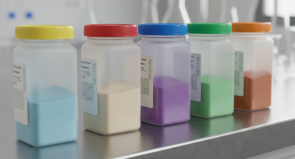 Boîtes de petri de différentes couleurs