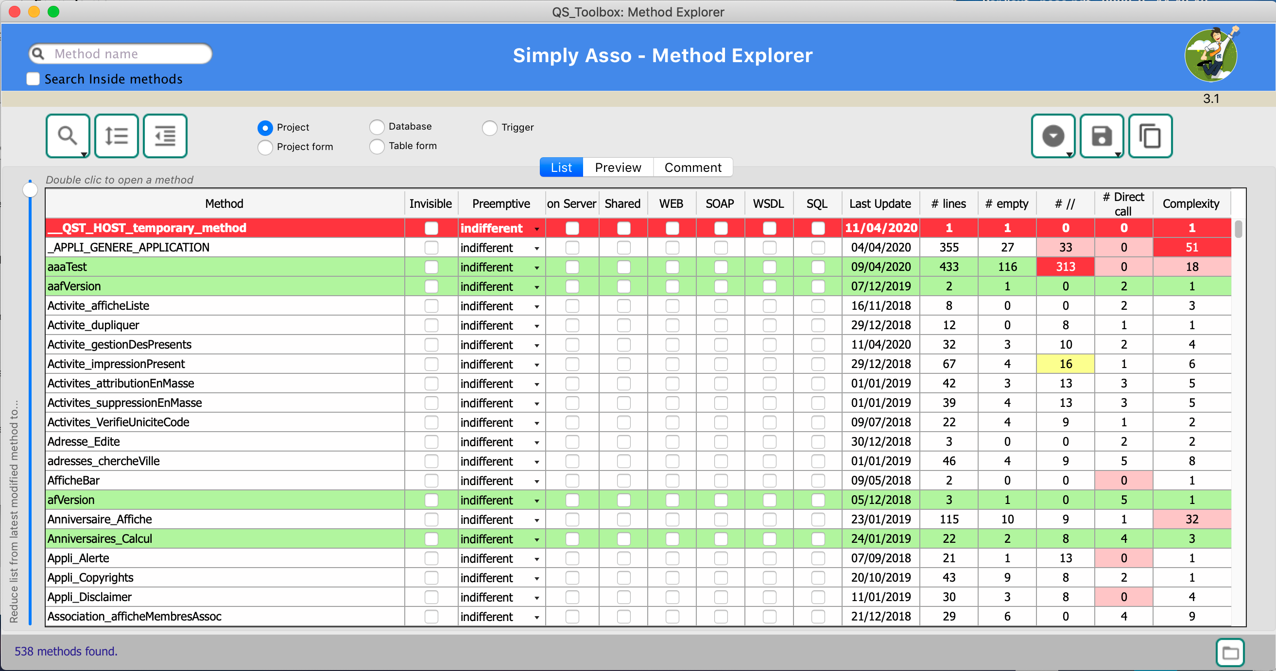 Explorateur de méthodes